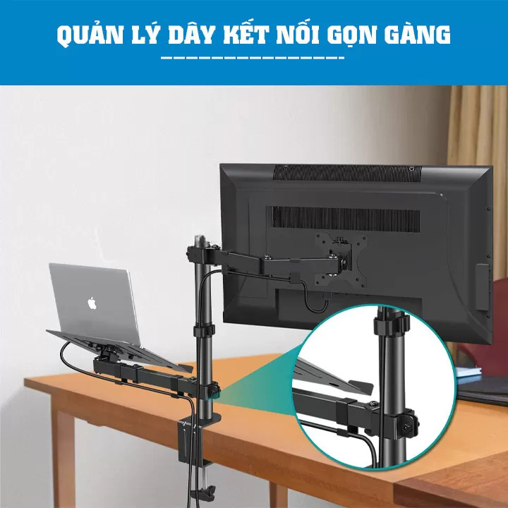 Giá treo màn hình máy tính Z012 17″-33″ kèm giá đỡ Laptop/MacBook (10-17-32 Inch)