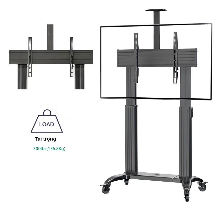 KHUNG TIVI DI ĐỘNG TW100 (75″-110″) inch có remote điều khiển – Màu đen