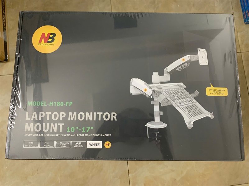 Combo giá treo màn hình NB H180 – Kẹp đỡ laptop FP2 – Màu Trắng – North Bayou