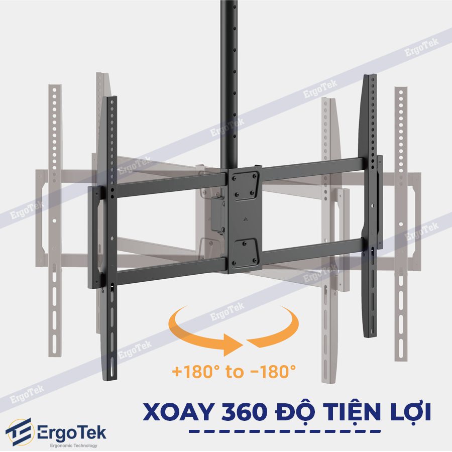 Khung treo TV thả trần ErgoTek E565 55″-100″ – Xoay 360 độ