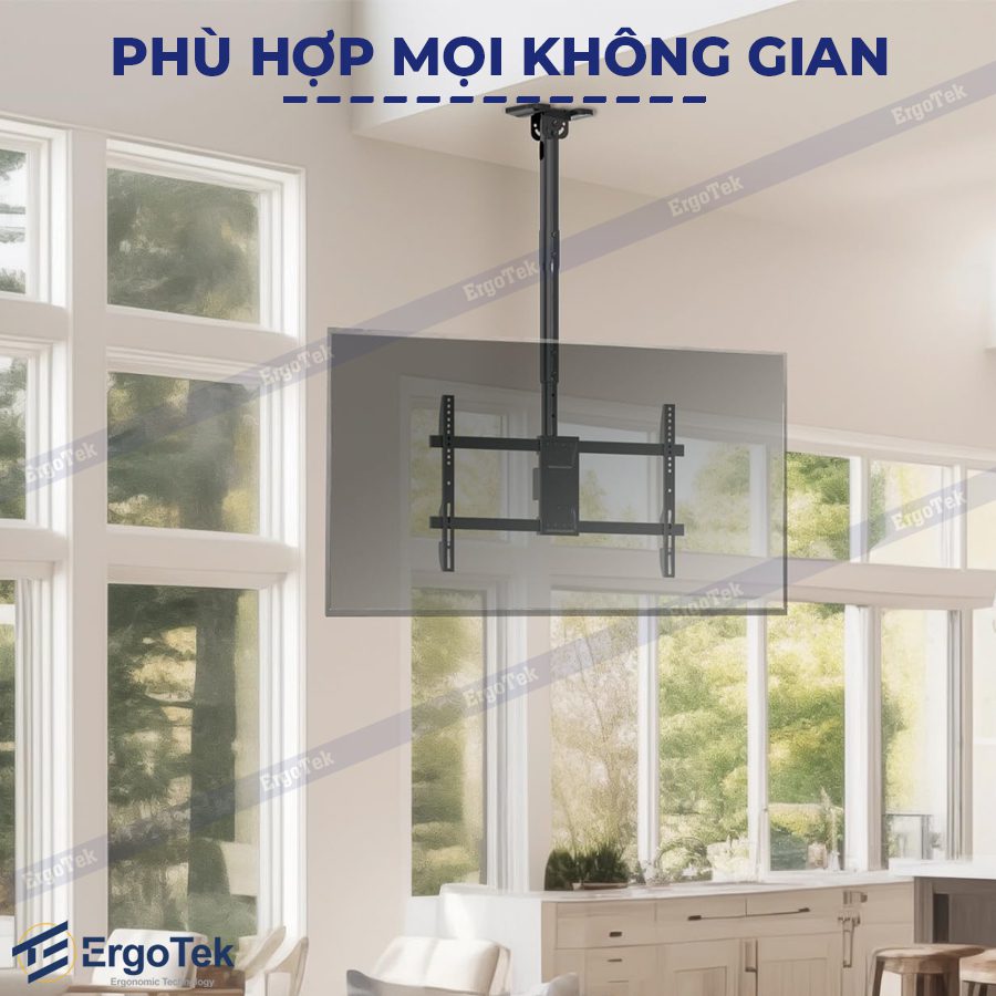 Khung treo TV thả trần ErgoTek E565 55″-100″ – Xoay 360 độ