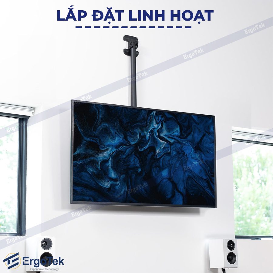 Khung treo TV thả trần ErgoTek E565 55″-100″ – Xoay 360 độ