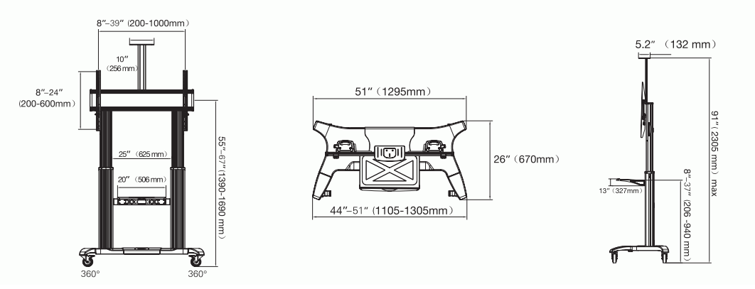 Khung treo Tivi di động North Bayou NB CF100 (70″-110″)