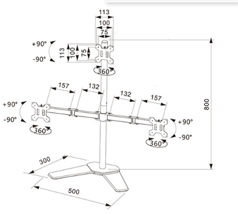 Giá treo màn hình máy tính M043 13″-27″ – 03 màn hình