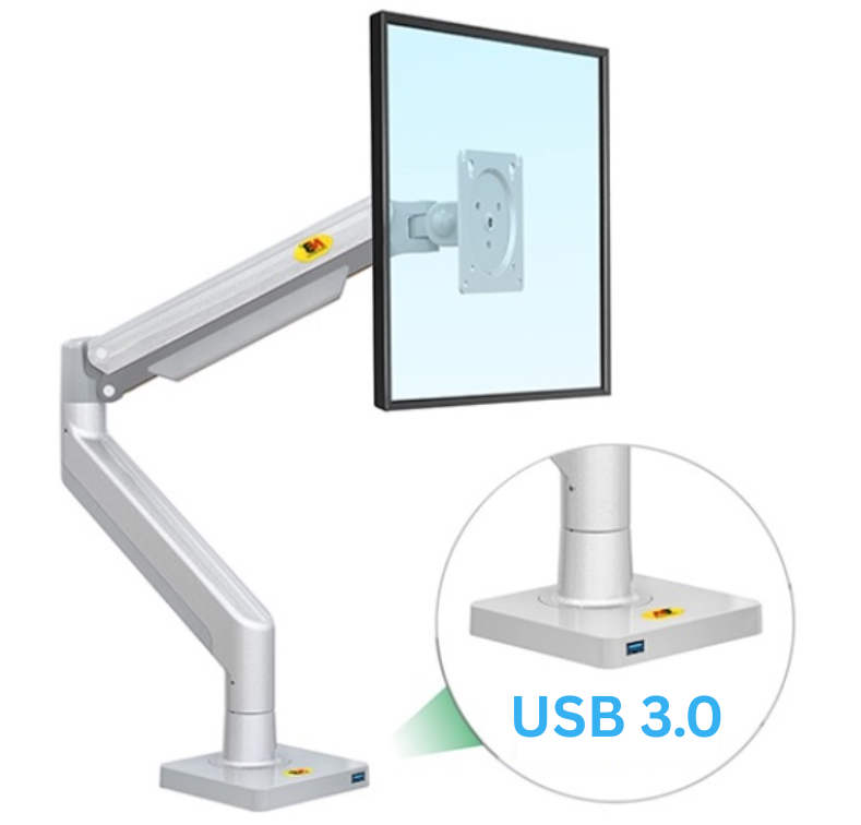 Giá treo màn hình máy tính North Bayou NB G40 (22″-40”) màu bạc, có cổng USB 3.0