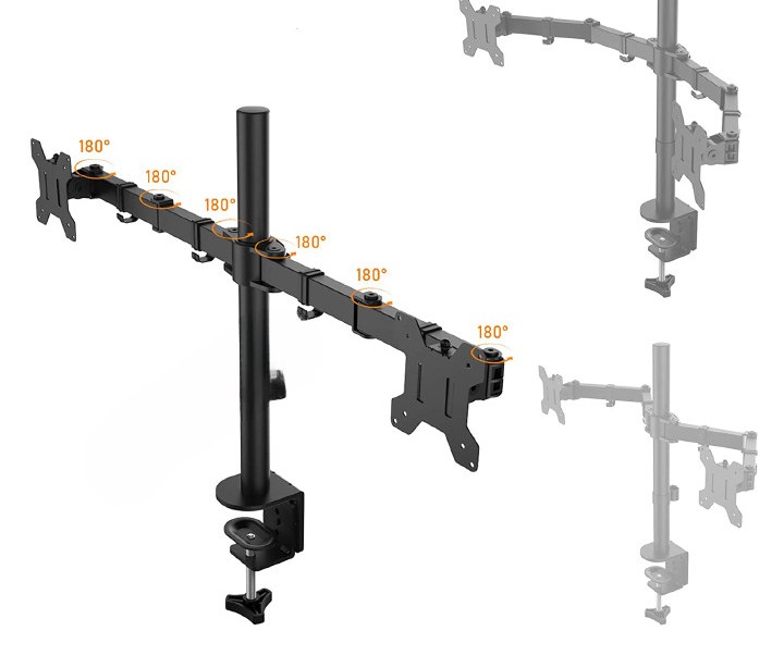 Giá treo màn hình máy tính M052 14″-27″ – 02 màn hình kẹp bàn