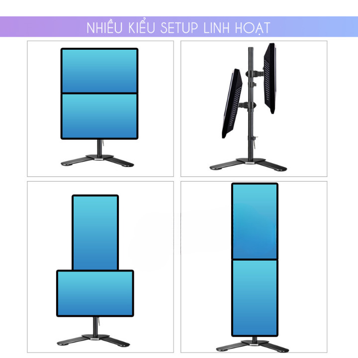Giá treo màn hình máy tính M073 13″-27″ – 02 màn hình