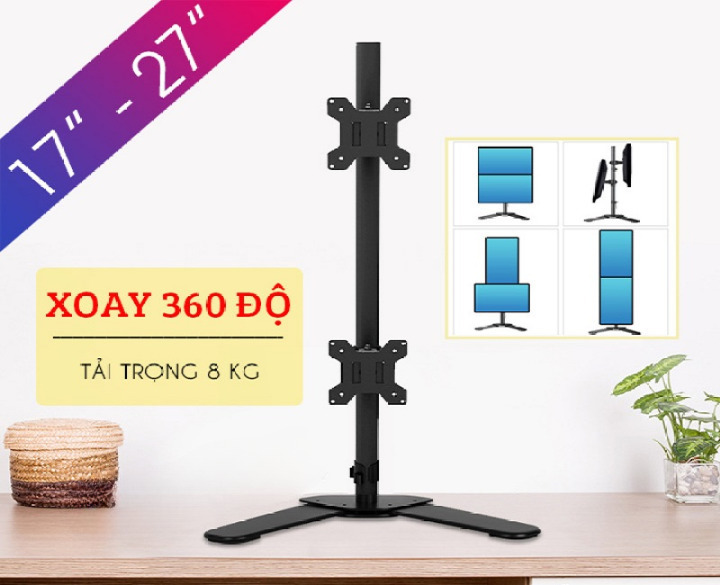 Giá treo màn hình máy tính M073 13″-27″ – 02 màn hình
