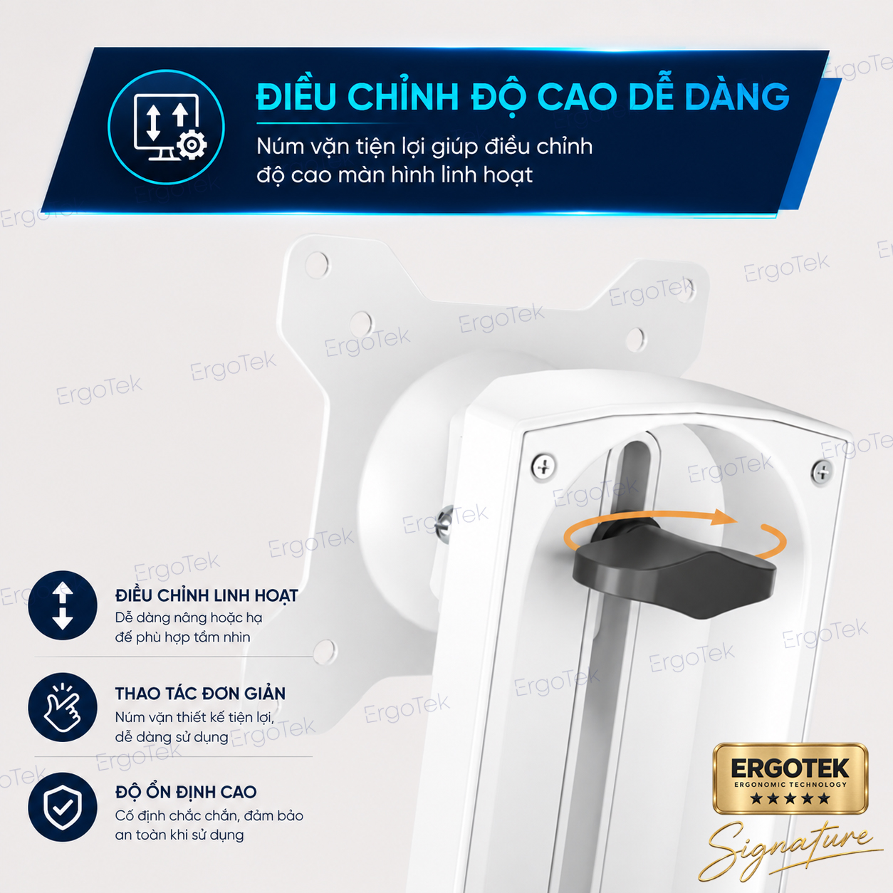 Giá treo màn hình máy tính máy tính và bàn phím ErgoTek E666 17″-35″ inch (Trắng)