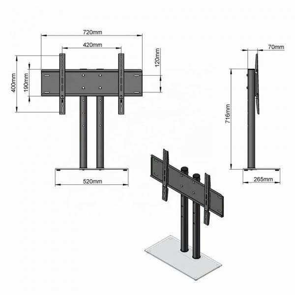 Chân đế TV để bàn đa năng TK70 – Mặt kính cường lực 32-70 inch