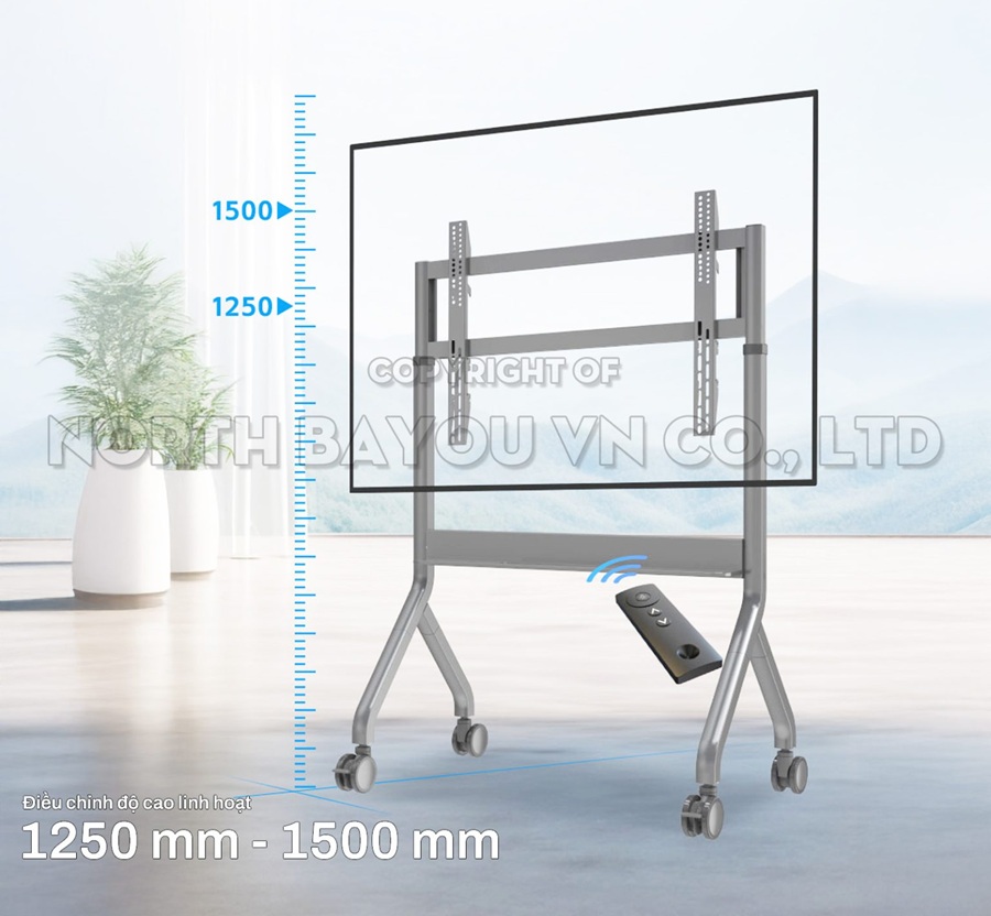 Khung treo TV di động North Bayou P150 75″ – 90″ inch – Nâng hạ bằng điện