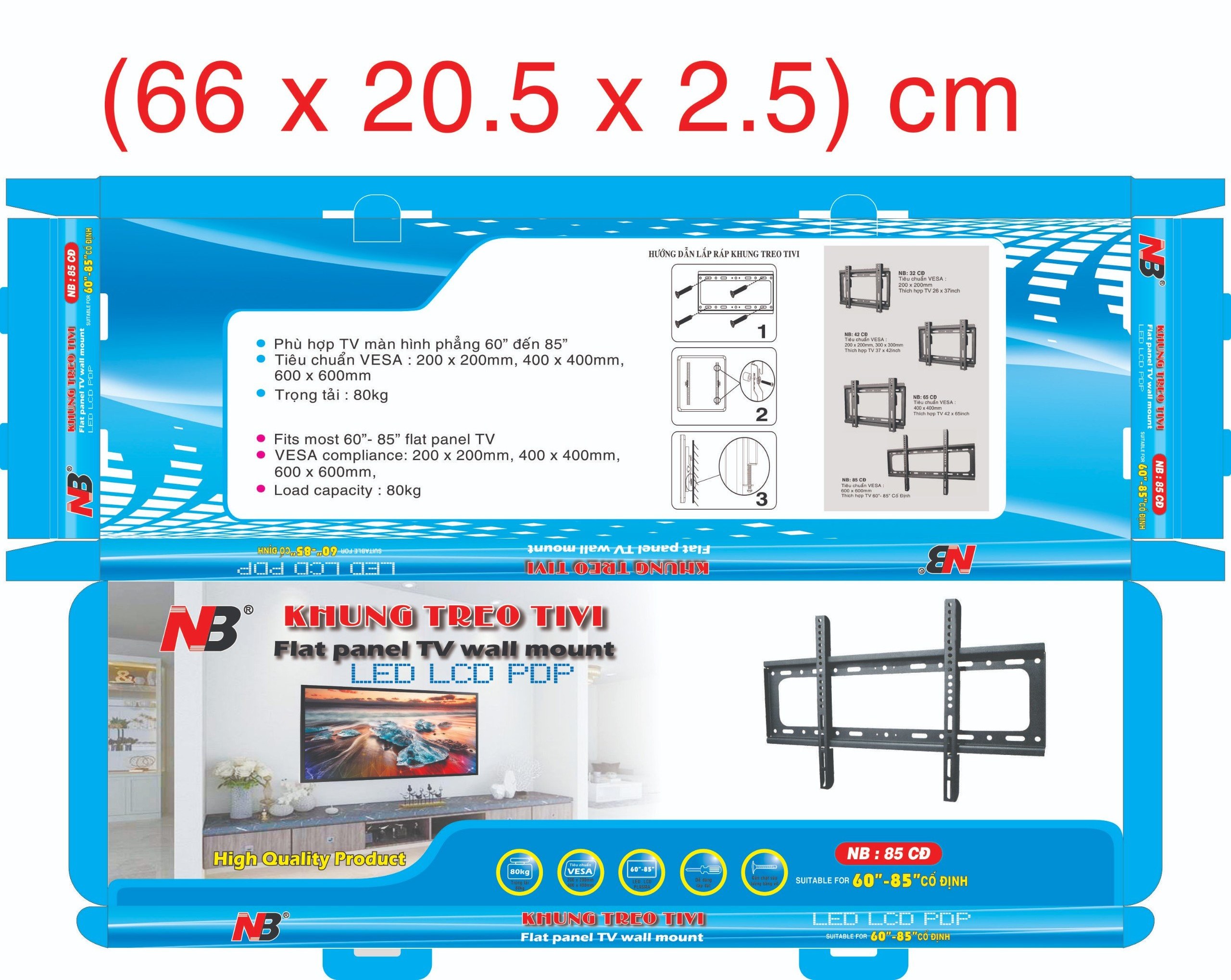 Khung treo Tivi Cố định 60″-85″ inch – NB: 85 CĐ