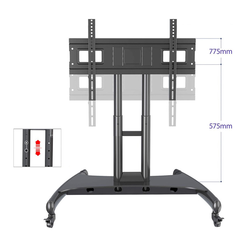 Khung treo Tivi di động AVA50 32″ – 70 inch – Độ cao điều chỉnh TV: 655mm – 855mm – Góc nghiêng 0-90 độ