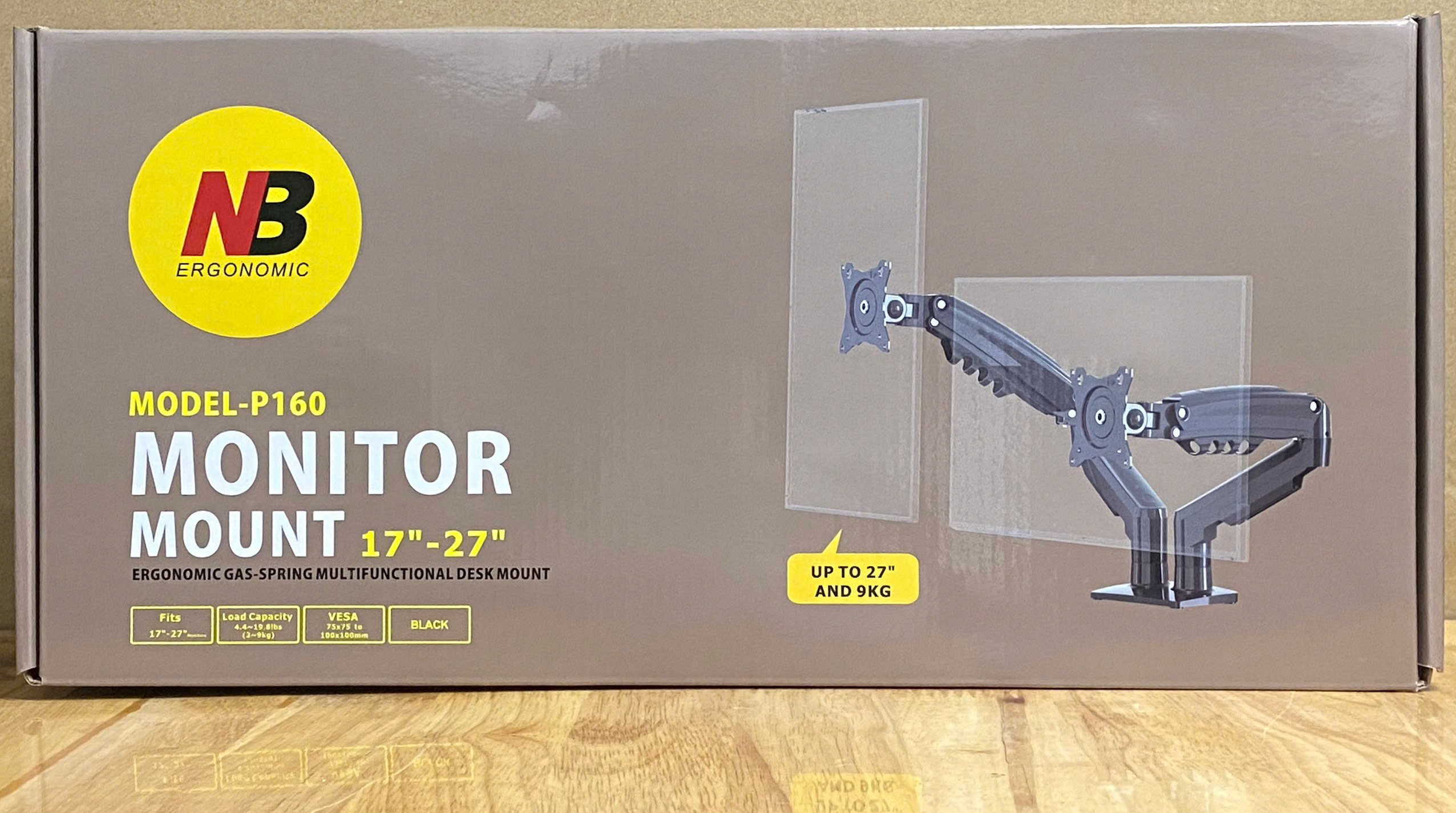 Giá treo 2 màn hình máy tính North Bayou NB P160 (17″ – 27″) màu xám đen